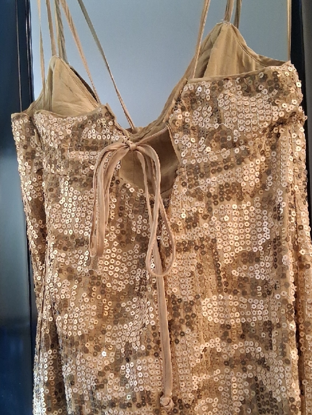 Anthropologie Champagne Sequin Slip Dress - Picture 5 of 7